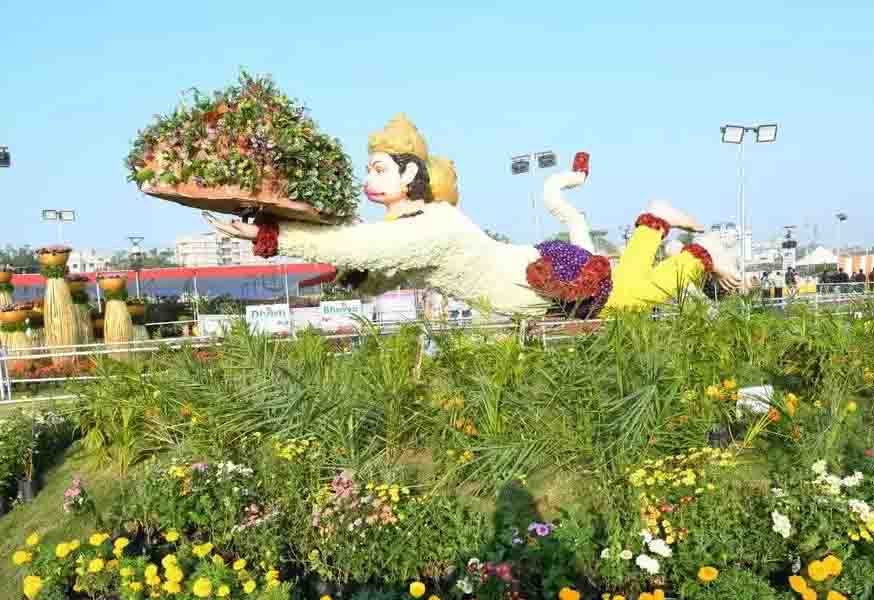 Hanumanji Statue Flower Show Ahemdabad